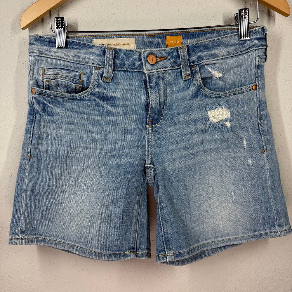 Women's Anthropologie Pilcro Distressed Blue Jean Denim Shorts‎ Size 26